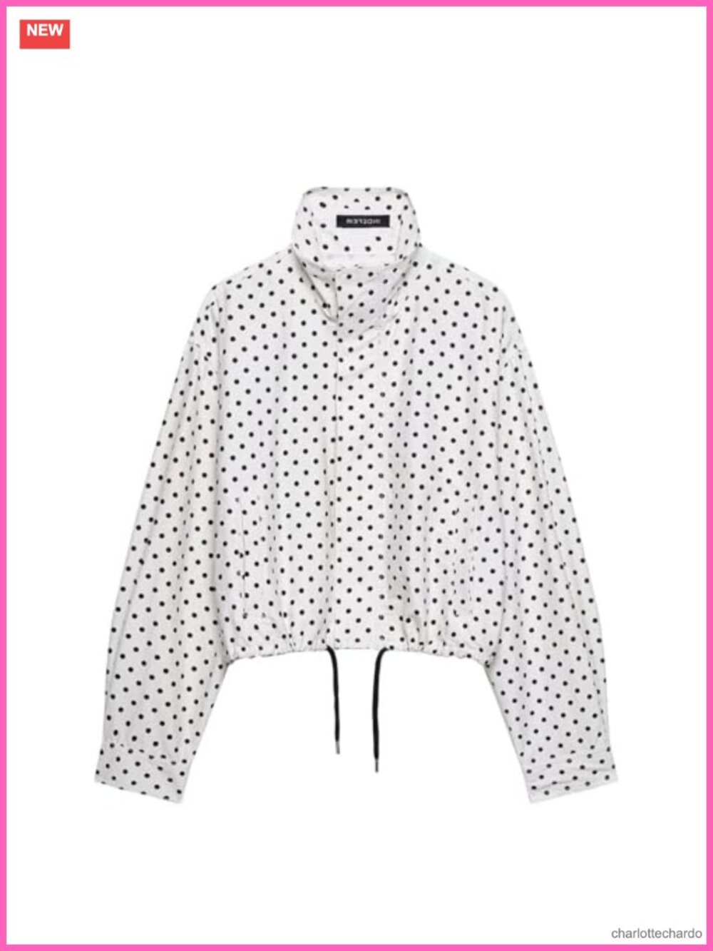 Women Polka Dot Cropped Jacket Zip Up Long Sleeve Casual Coat with Pockets